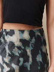 Neutral Smudge Print Satin Midi Skirt - Image 5 of 5