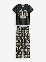 B by Ted Baker Satin Mix Black Jersey Pyjamas - Imagen 1 de 7