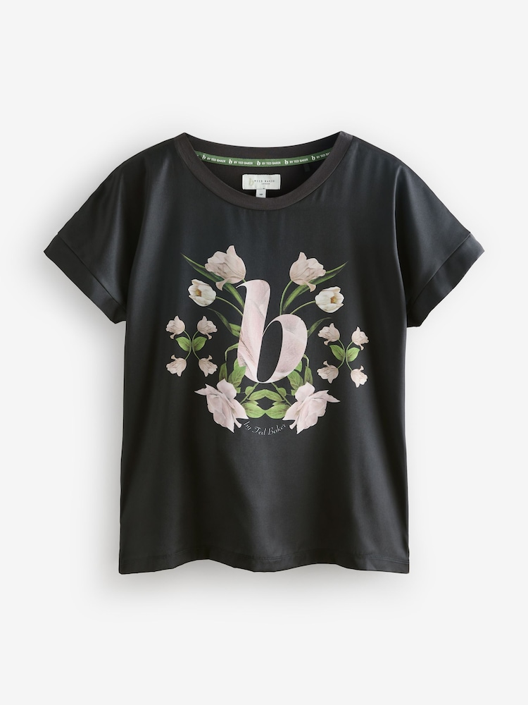 B by Ted Baker Satin Mix Black Jersey Pyjamas - Imagen 2 de 7