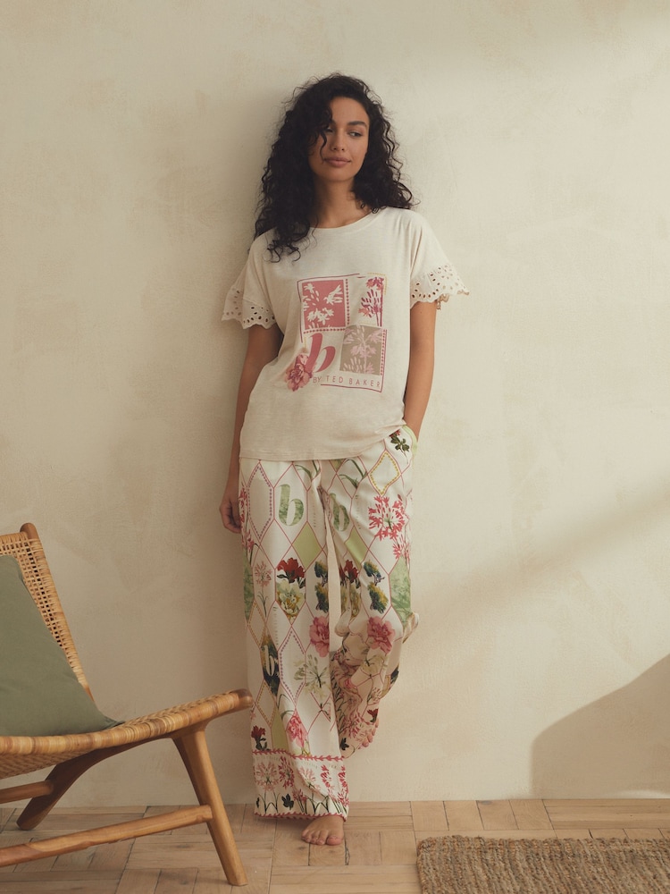 B by Ted Baker Cream Jersey Viscose Pyjamas Set - Image 1 of 8