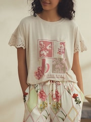 B by Ted Baker Cream Jersey Viscose Pyjamas Set - Image 2 of 8