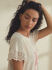 B by Ted Baker Cream Jersey Viscose Pyjamas Set - Image 4 of 8