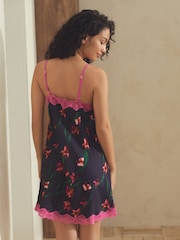 B by Ted Baker Navy Satin Floral Print Slip - Image 3 of 6