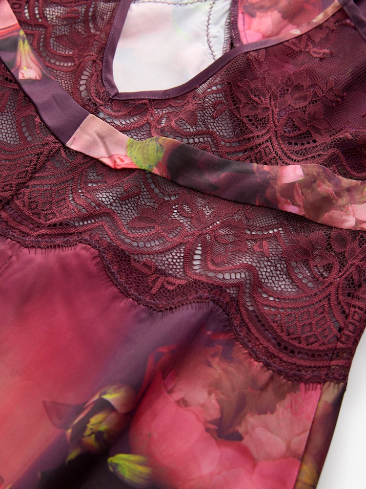 B by Ted Baker Aubergine Purple Satin Lace Slip - Image 2 of 3