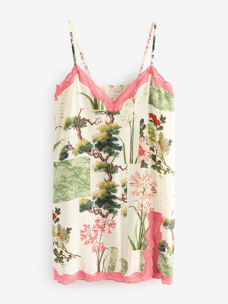 B by Ted Baker Cream Printed Slip with Lace Trim - Bild 1 von 5