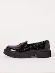 Lipsy Black Chunky Quilted Loafer School Shoes - Image 2 of 4