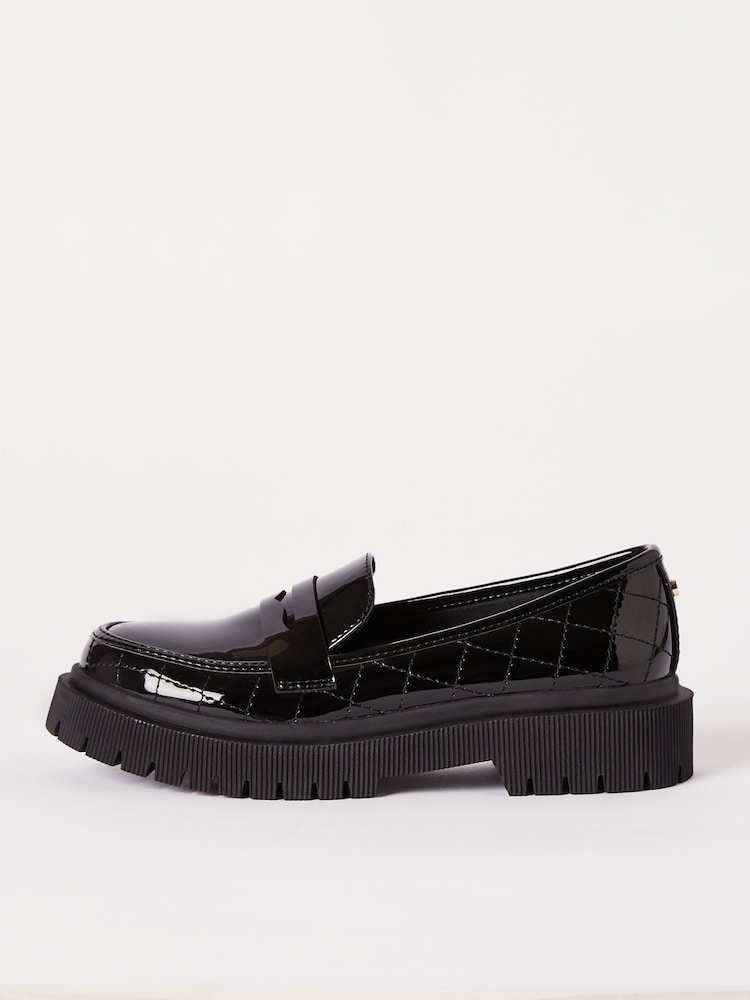 Lipsy Black Chunky Quilted Loafer School Shoes - Image 2 of 4