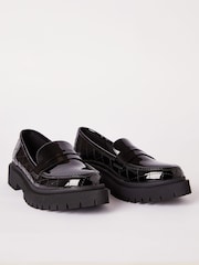 Lipsy Black Chunky Quilted Loafer School Shoes - Image 3 of 4