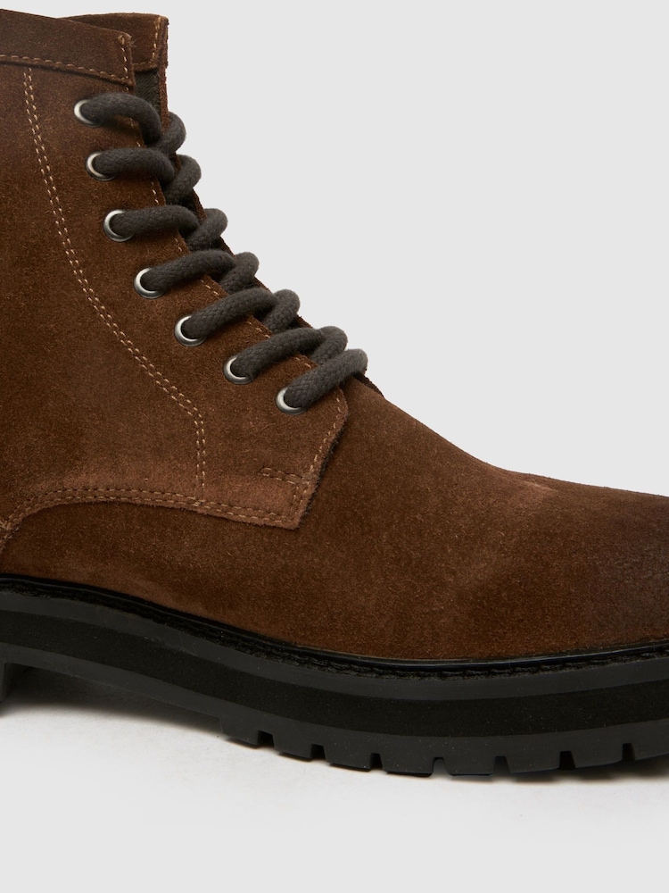 Schuh Gus Chunky Leather Brown Boots - Image 3 of 4