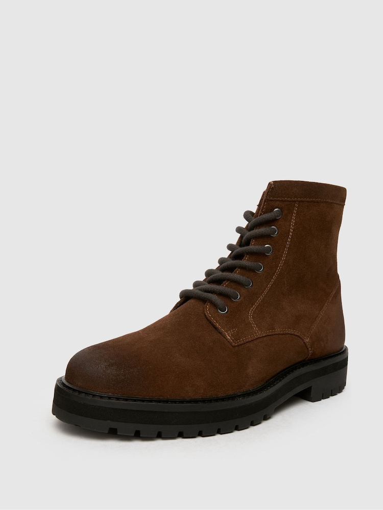 Schuh Gus Chunky Leather Brown Boots - Image 4 of 4