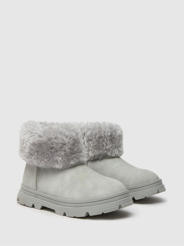 Schuh Grey Cherry Faux Fur Cuff Boots - Image 2 of 4