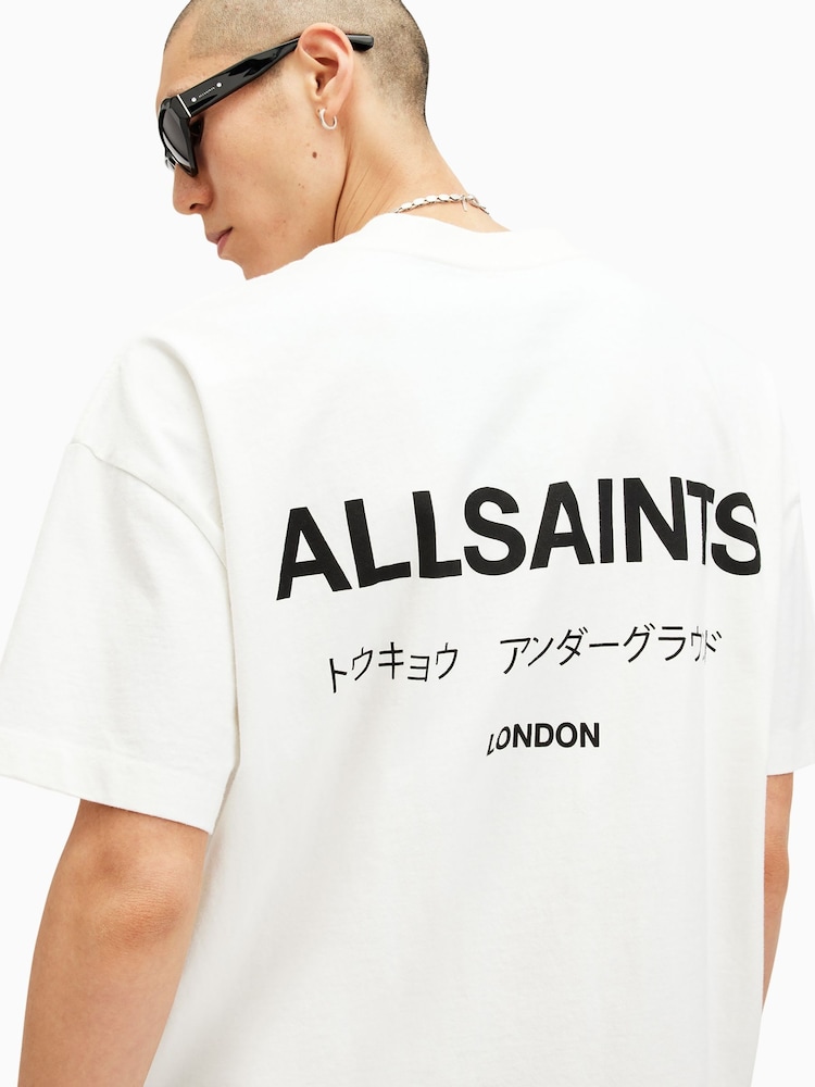 AllSaints White 100% Organic Cotton Underground Crew Neck T-Shirt - Image 2 of 8