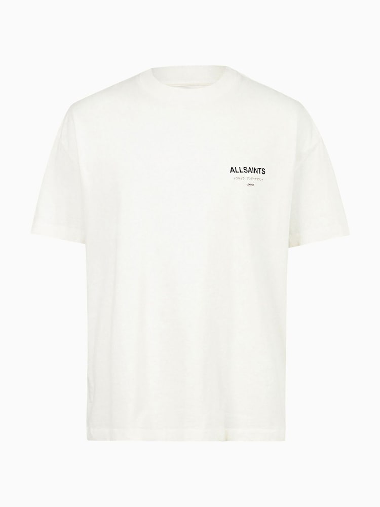 AllSaints White 100% Organic Cotton Underground Crew Neck T-Shirt - Image 8 of 8