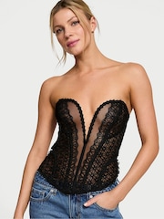 Victoria's Secret Black Geo Daisy Lace Corset Top - Image 1 of 1