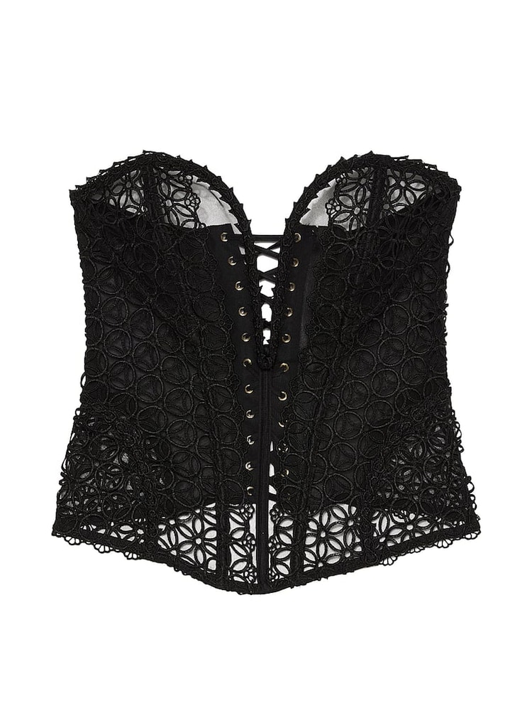 Victoria's Secret Black Geo Daisy Lace Corset Top - Image 3 of 3