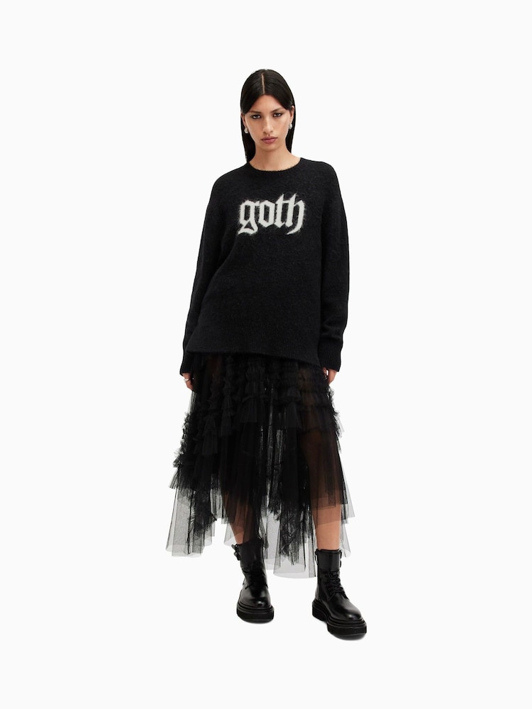 AllSaints Black Goth Jumper - Image 1 of 6