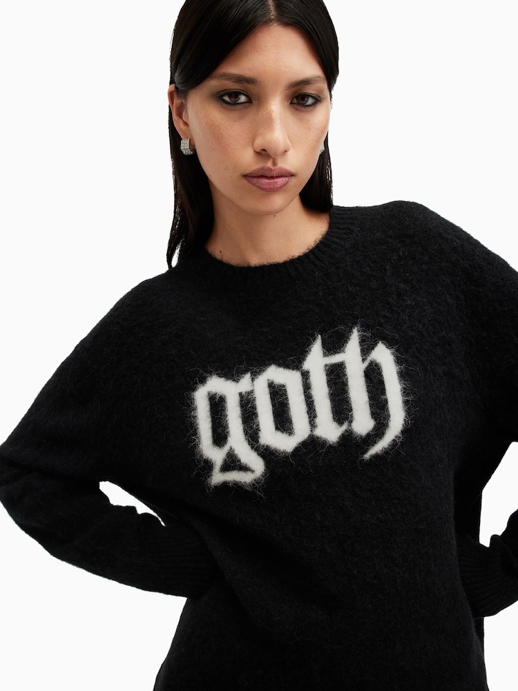 AllSaints Black Goth Jumper - Image 2 of 6