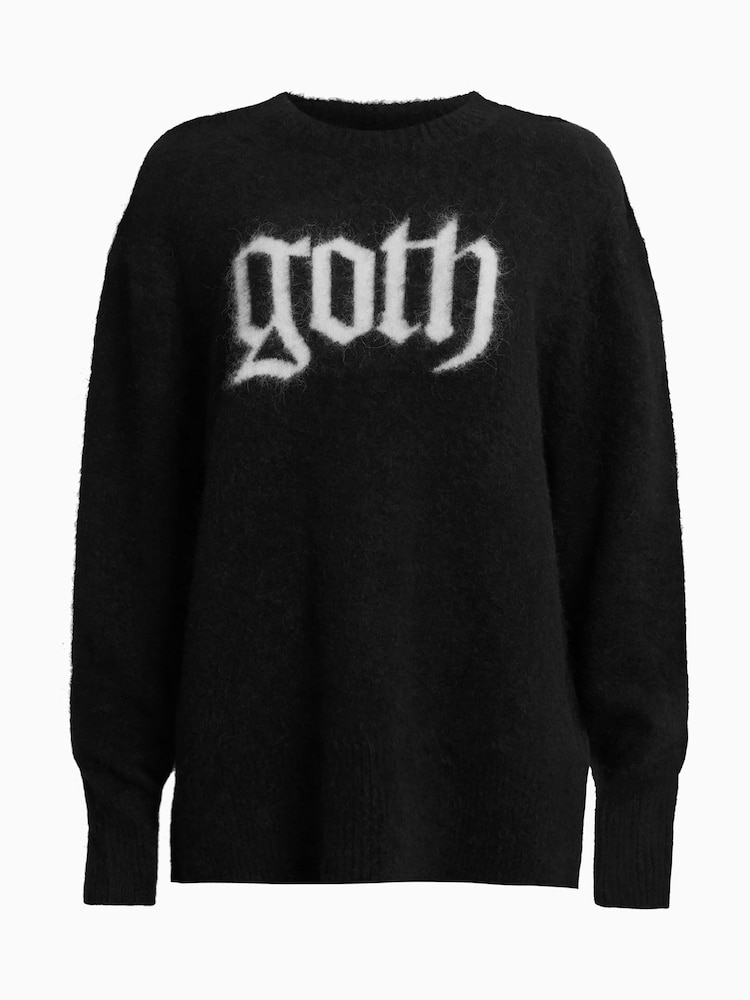 AllSaints Black Goth Jumper - Image 6 of 6