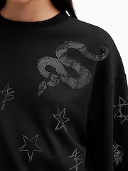 AllSaints Black Amelie Embroidered Rose 100% Organic Cotton T-Shirt - Image 2 of 6