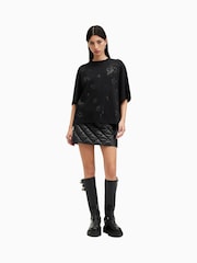 AllSaints Black Amelie Embroidered Rose 100% Organic Cotton T-Shirt - Image 4 of 6