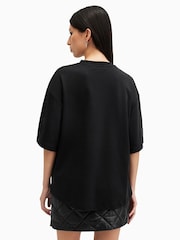 AllSaints Black Amelie Embroidered Rose 100% Organic Cotton T-Shirt - Image 5 of 6