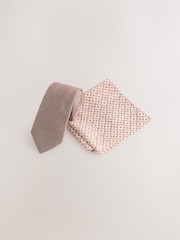 Neutral Tie and Pocket Square Set - Image 1 of 4