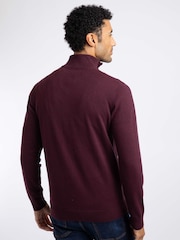 Weird Fish Red Erick 1/4 Zip Fine Knit Jumper - Image 3 of 8