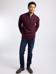 Weird Fish Red Erick 1/4 Zip Fine Knit Jumper - Image 4 of 8