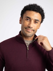 Weird Fish Red Erick 1/4 Zip Fine Knit Jumper - Image 5 of 8