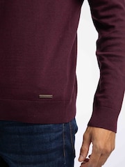 Weird Fish Red Erick 1/4 Zip Fine Knit Jumper - Image 6 of 8