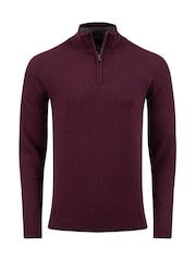 Weird Fish Red Erick 1/4 Zip Fine Knit Jumper - Image 7 of 8