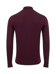 Weird Fish Red Erick 1/4 Zip Fine Knit Jumper - Image 8 of 8