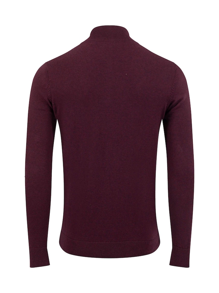 Weird Fish Red Erick 1/4 Zip Fine Knit Jumper - Image 8 of 8 Weird Fish Red Erick 1/4 Zip Fine Knit Jumper - Image 8 of 8