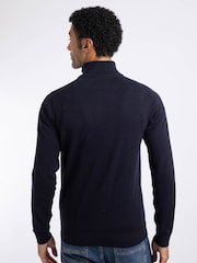 Weird Fish Blue Erick 1/4 Zip Fine Knit Jumper - Image 2 of 7