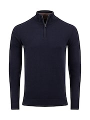 Weird Fish Blue Erick 1/4 Zip Fine Knit Jumper - Image 6 of 7