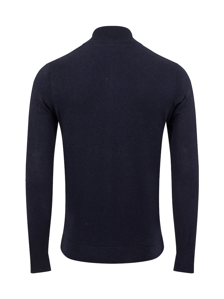 Weird Fish Blue Erick 1/4 Zip Fine Knit Jumper - Image 7 of 7 Weird Fish Blue Erick 1/4 Zip Fine Knit Jumper - Image 7 of 7
