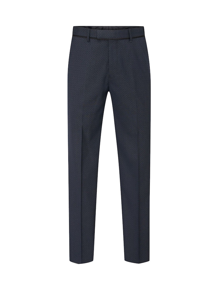 Skopes Blue Tailored Fit Cuba Geometric Dinner Suit Trousers - Image 3 of 4