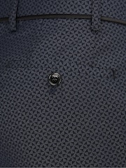 Skopes Blue Tailored Fit Cuba Geometric Dinner Suit Trousers - Image 4 of 4