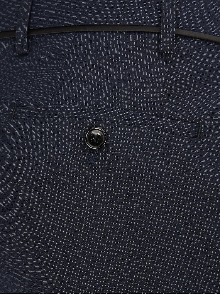 Skopes Blue Tailored Fit Cuba Geometric Dinner Suit Trousers - Image 4 of 4