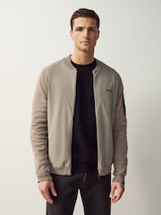 BOSS Beige Ever X Zip Up Knitted Jumper - Image 1 of 5