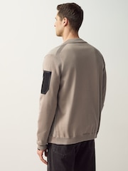 BOSS Beige Ever X Zip Up Knitted Jumper - Image 2 of 5