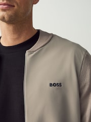 BOSS Beige Ever X Zip Up Knitted Jumper - Image 3 of 5