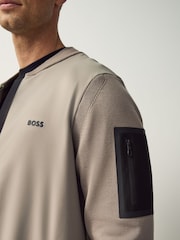 BOSS Beige Ever X Zip Up Knitted Jumper - Image 4 of 5