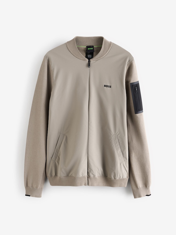 BOSS Beige Ever X Zip Up Knitted Jumper - Image 5 of 5