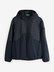 BOSS Dark Blue Wilder Hooded Hybrid Padded Jacket - Image 1 of 1