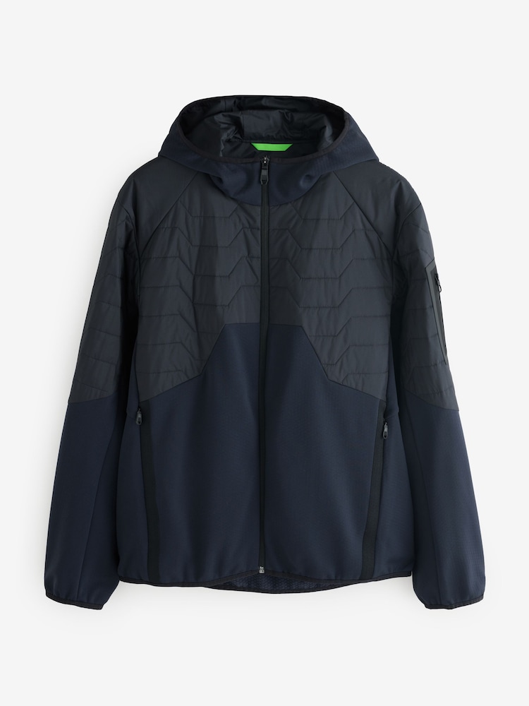 BOSS Dark Blue Wilder Hooded Hybrid Padded Jacket - Image 1 of 1