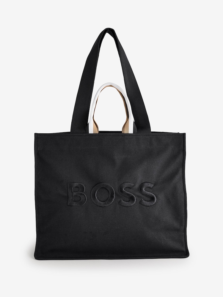 Bolsa tote com alça de tira BOSS Signature - Imagem 1 de 1