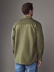 HUGO Khaki Green Ebrido Cotton Overshirt - Image 2 of 5