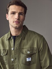 HUGO Khaki Green Ebrido Cotton Overshirt - Image 3 of 5