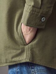 HUGO Khaki Green Ebrido Cotton Overshirt - Image 4 of 5